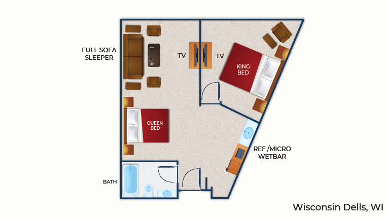 The floor plan for the Royal Bear Suite